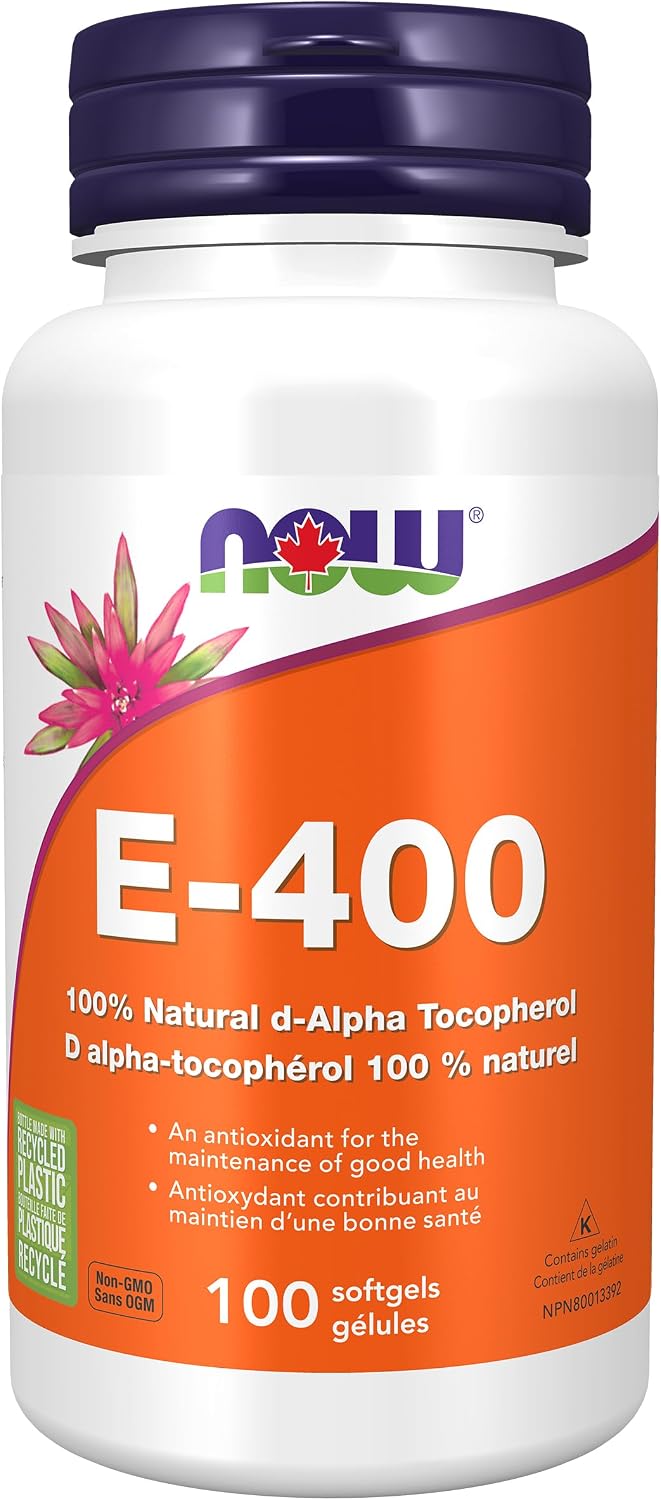 NOW Supplements, Vitamin E-400 IU, D-Alpha Tocopheryl, Antioxidant Protection*, 100 Softgels