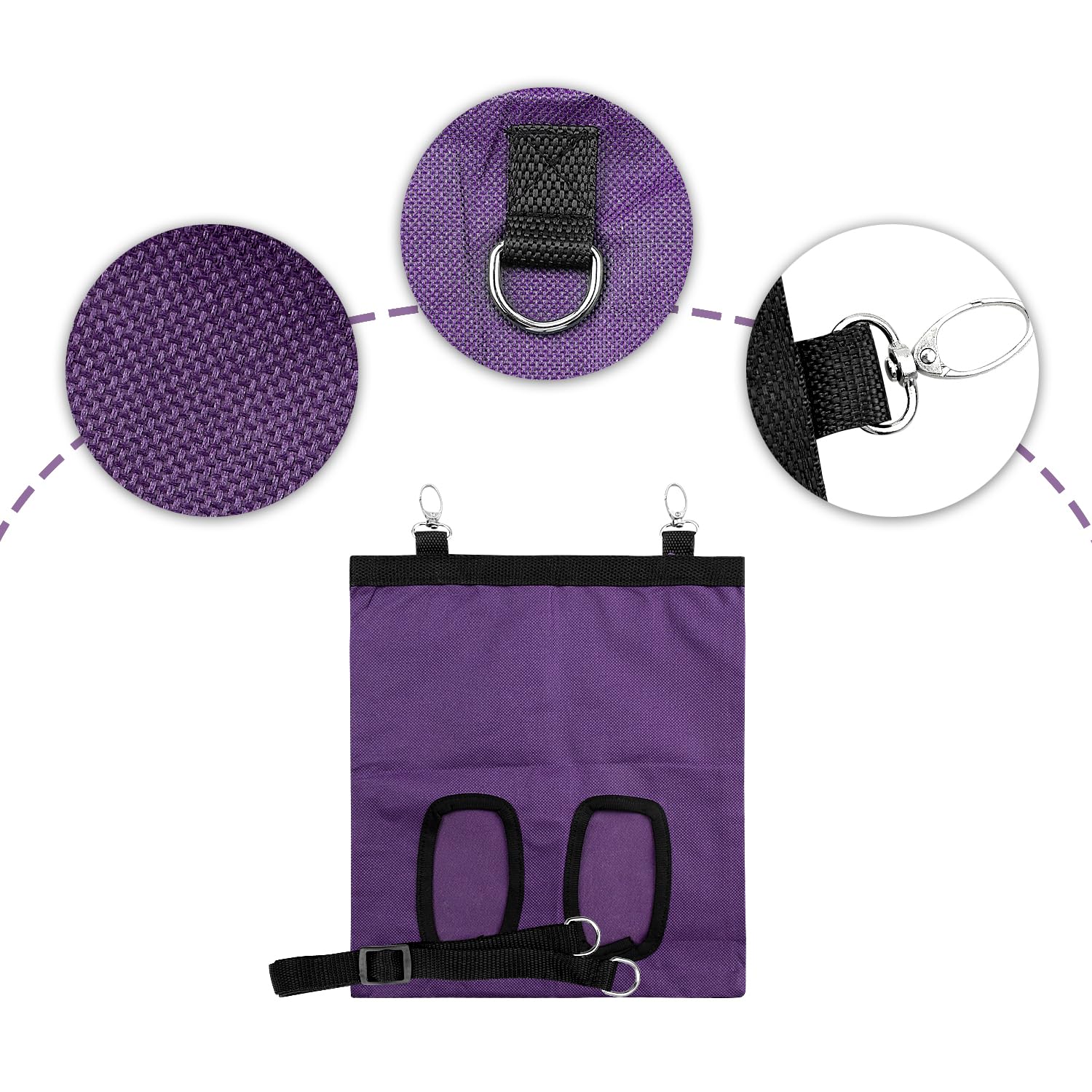 Rumyve Rabbit Hay Feeder Bag,Long Wear Feeder Bag,Oxford Fabric Hanging Bag,Small Animals Hay Feeder Bag for Rabbit Guinea Pig Hamster(Purple) - Image 3
