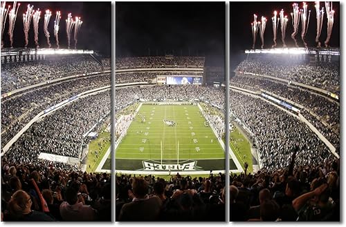 Miniatura 1 de Lienzo decorativo para pared, diseño de águilas, fútbol americano, campo financiero, 3 piezas, arte de pared de estadio de Filadelfia, cuadros para