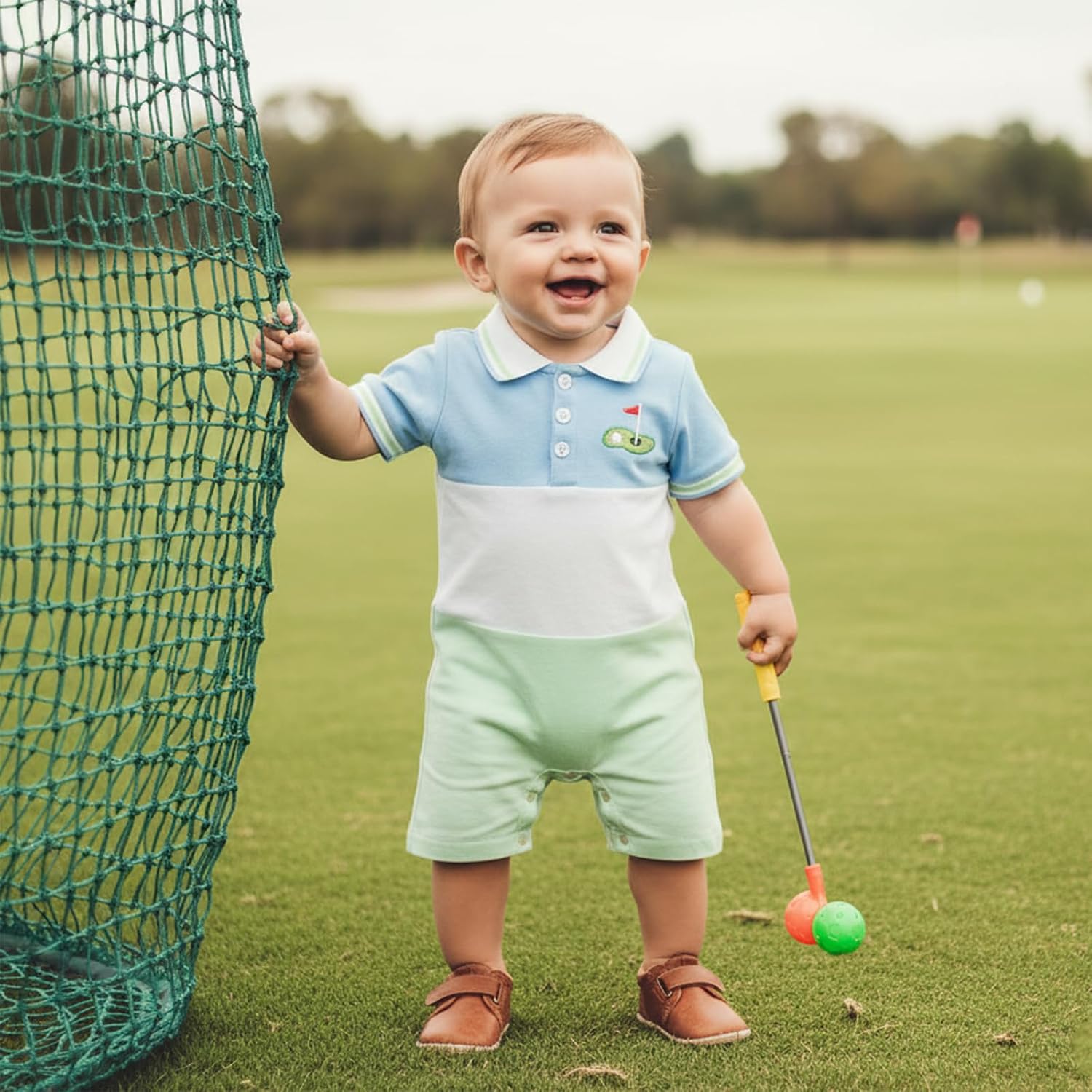 BemeyourBBs Newborn Baby Boy Golf Outfit Short Sleeve Lapel Romper Jumpsuit One Piece Outfit Spring Summer Clothes