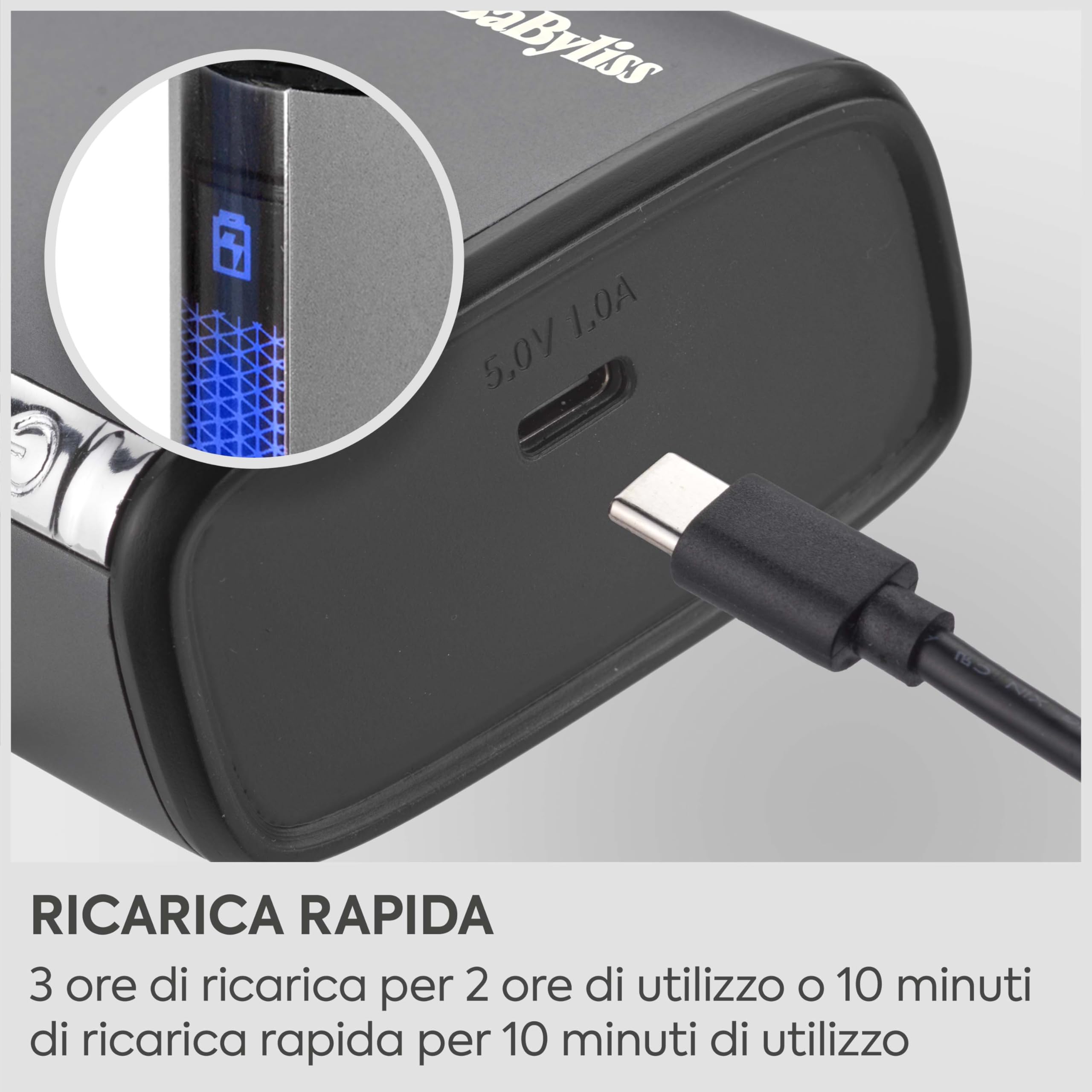 Rasoio BaByliss Super‑X a doppia lamina da uomo – Finitura ultra‑liscia, lamine in acciaio giapponese, cordless lithium‑ion, Wet & Dry IPX7, USB‑C, FS996DE