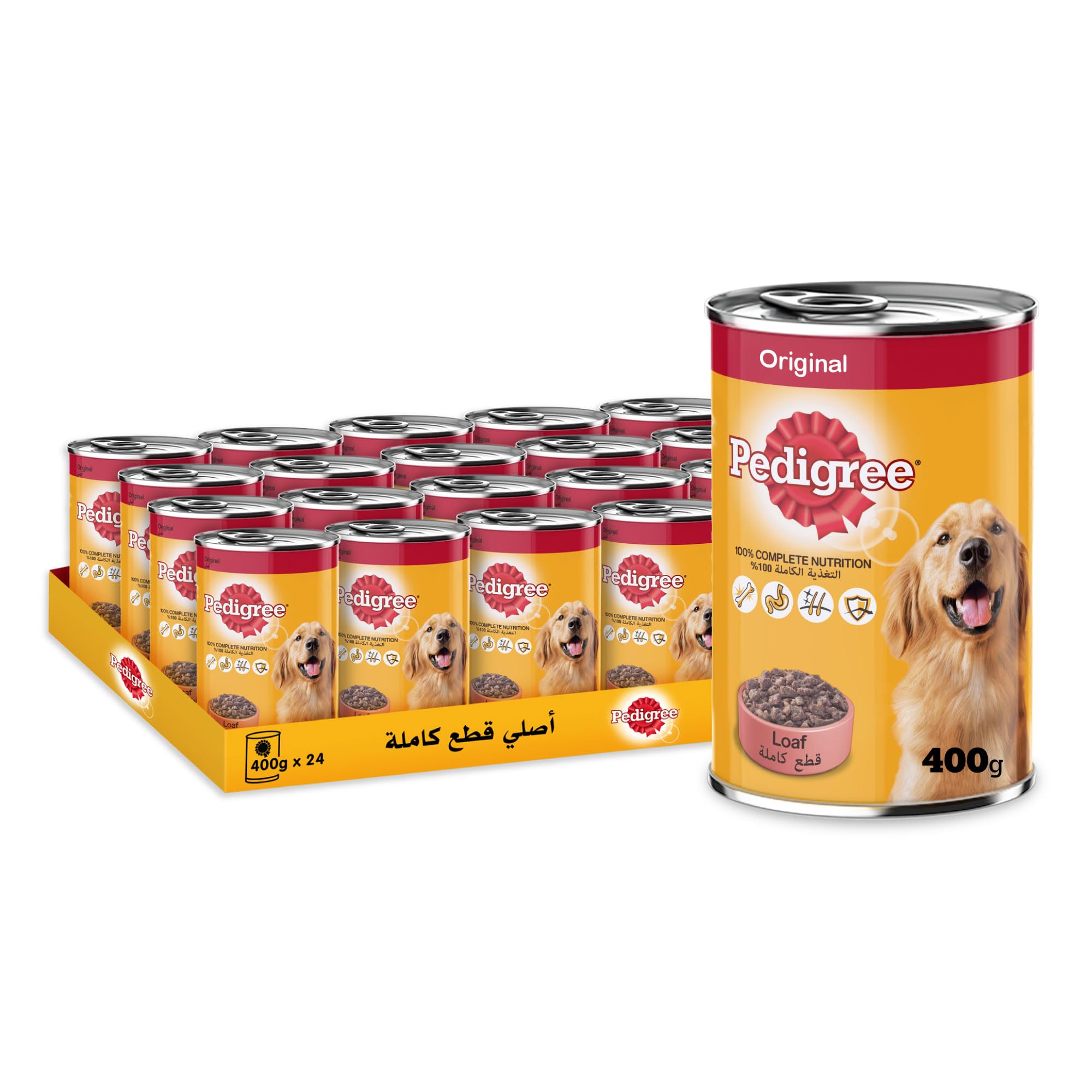Pedigree Dog Food, Original Loaf Dog Food Wet, Pack of 24x 400g, Complete & Balanced Dog Wet Food For Adult Dogs