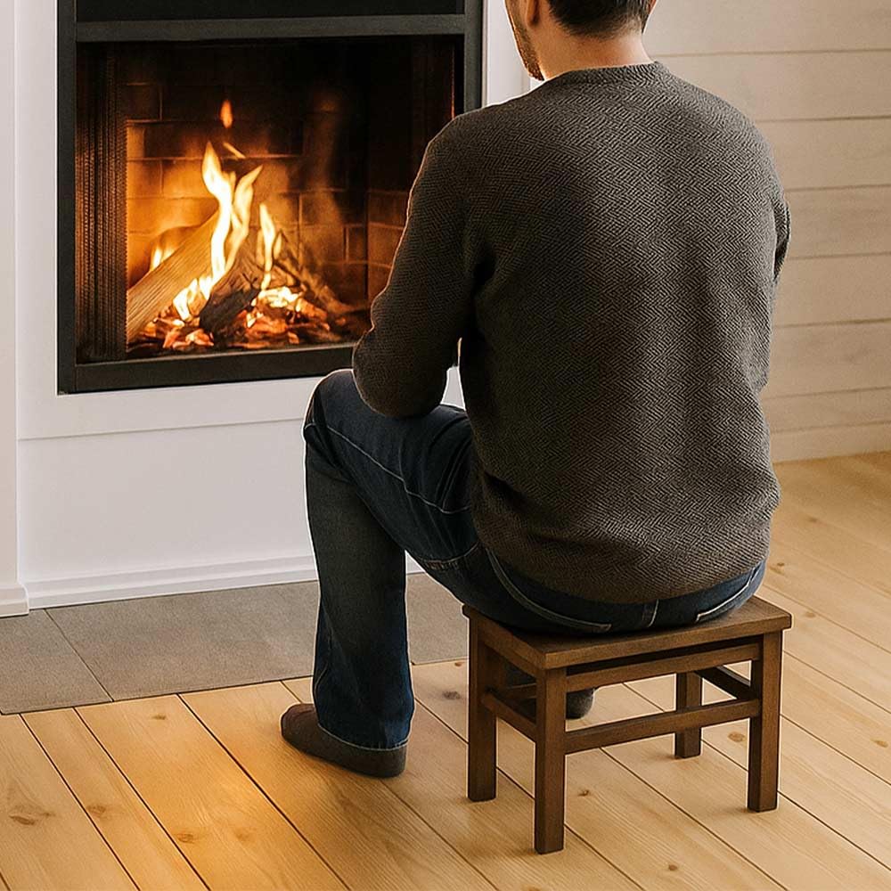 OKAFFAREFATTO MADDALONI Set di 2 sgabelli bassi sgabellini panche poggiapiedi seduta in legno noce scuro