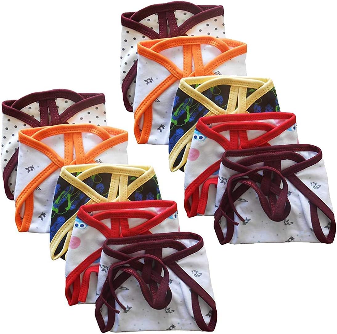 BlueQueen Cloth Diapers Washable Reusable One Size Adjustable for Baby Boys & Girls Multicolor (0-6 Months) 10 Pack