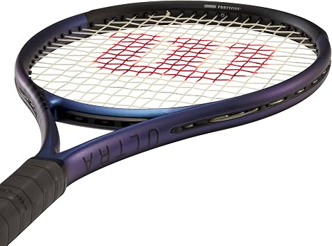 Wilson Ultra 108 V4.0 Performance Tennis Rackets, Strung with Sensation 16 Natural at Mid Range Tension