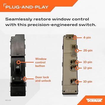 Dorman 920-025 Front Passenger Side Power Window Switch - 2 Button Compatible with Select Models