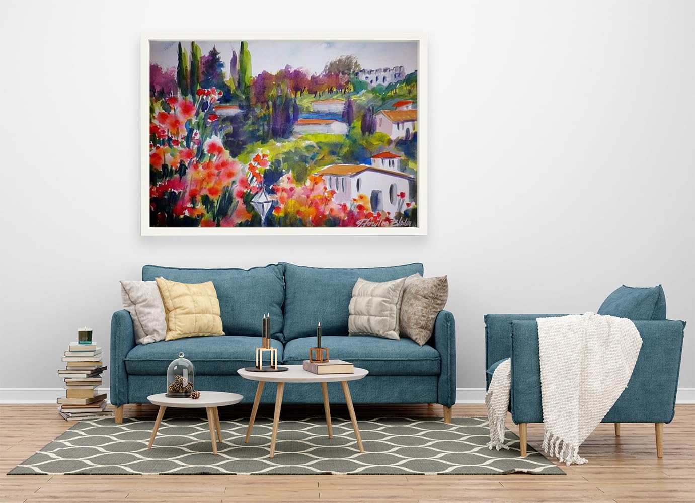 VERRE ART Printed Framed Canvas Painting for Home Decor Office Wall Studio Wall Living Room Decoration (60x45inch White Floater) - Castle In Izmir On The Way To Ephesus