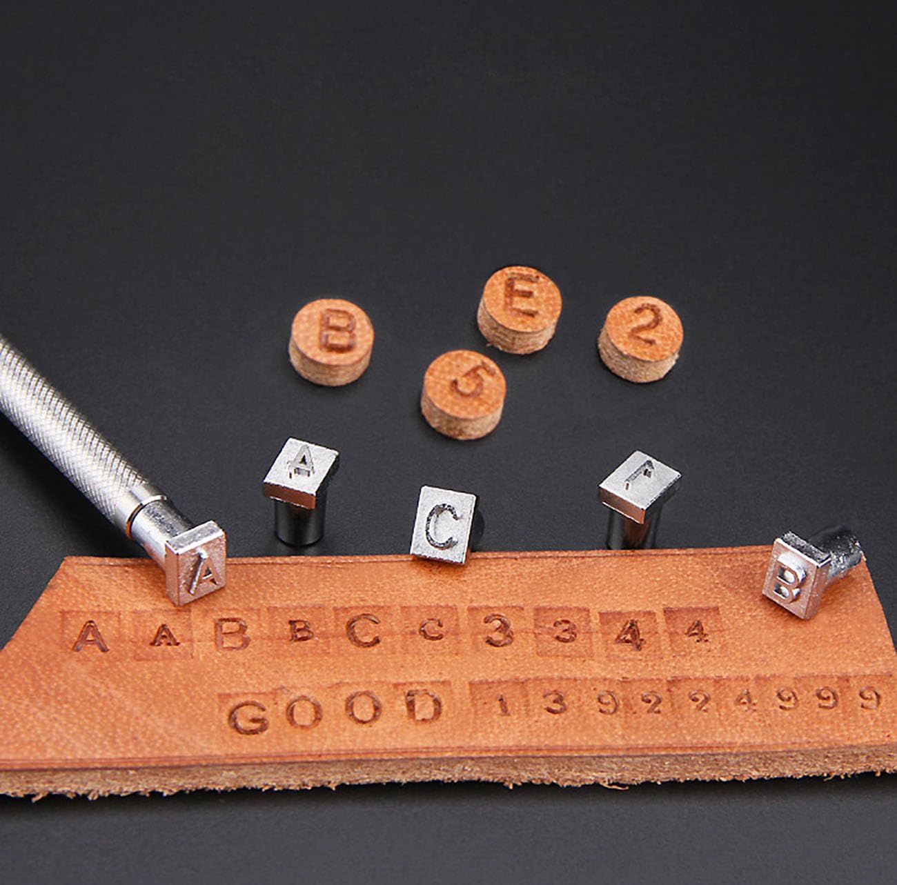 Leather Stamping Kit with 36 Pcs Letters and Numbers, 3.5mm Leathercraft Stamping Tool for DIY Craft Marking Leather Belt Bag Hat Shoes