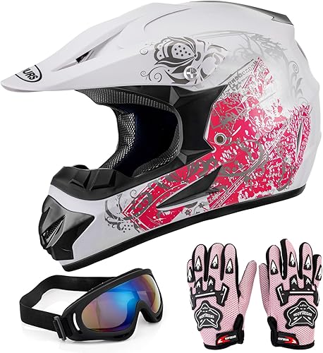 Miniatura 10 de OUMURS DOT - Casco de motocross para jóvenes, casco de ATV para niños, niñas de 5 a 14 años, casco de cuatro ruedas para niños, motocross, BMX MX