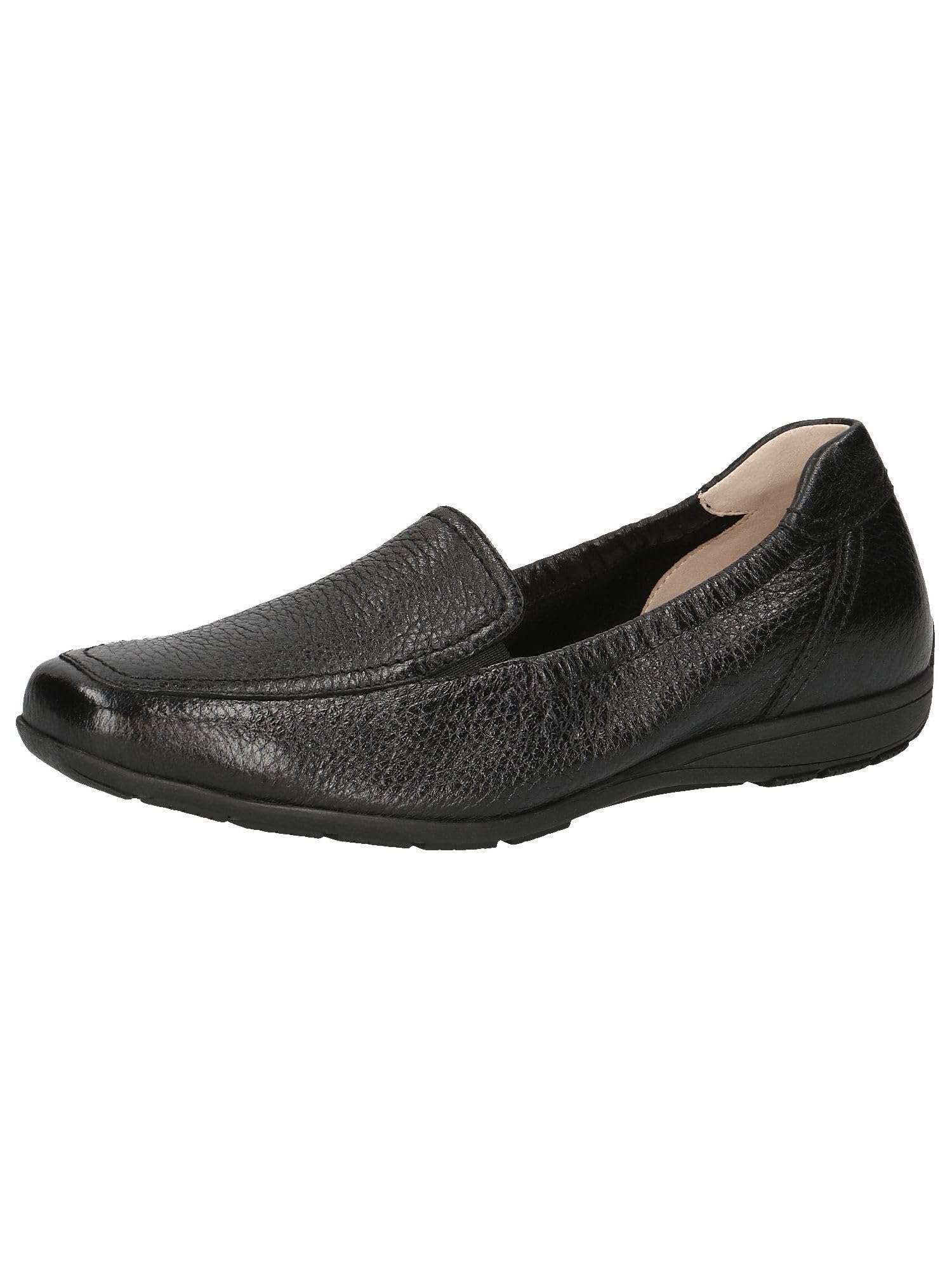 CAPRICE Women's leather loafers Elegant, Black (Black Deer), 5 UK