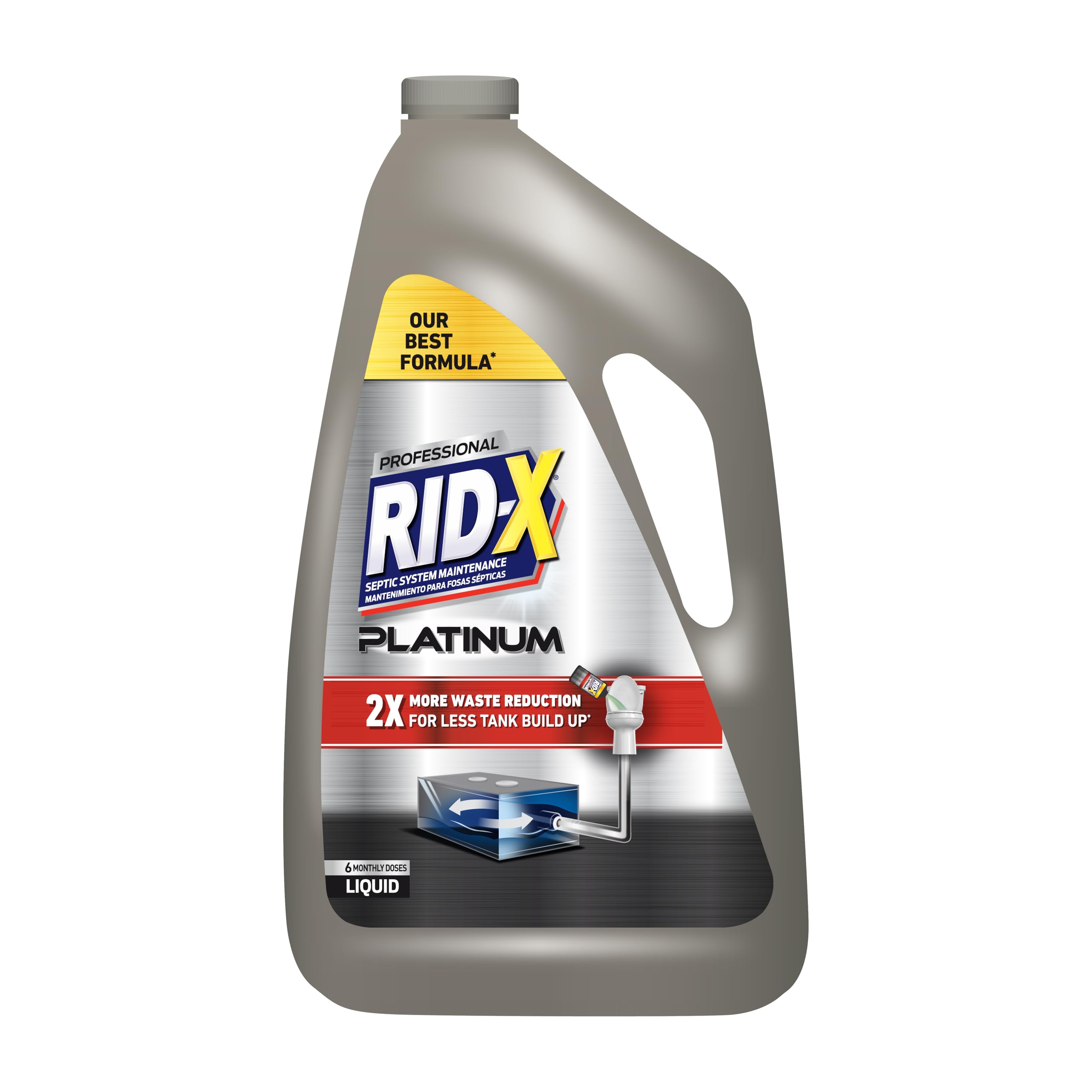RID-X Septic Tank Treatment Platinum Liquid 6 Month Supply – Our Best Formula with x2 More Waste Reduction