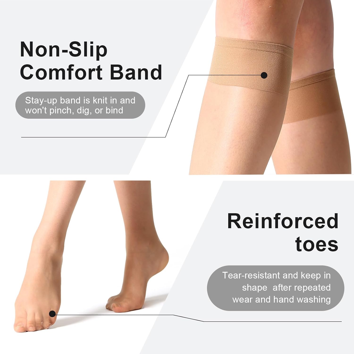 MANZI Sheer Knee High Stockings For Women Nylon Pantyhose Socks 12 Pairs Knee Highs Socks - Image 2