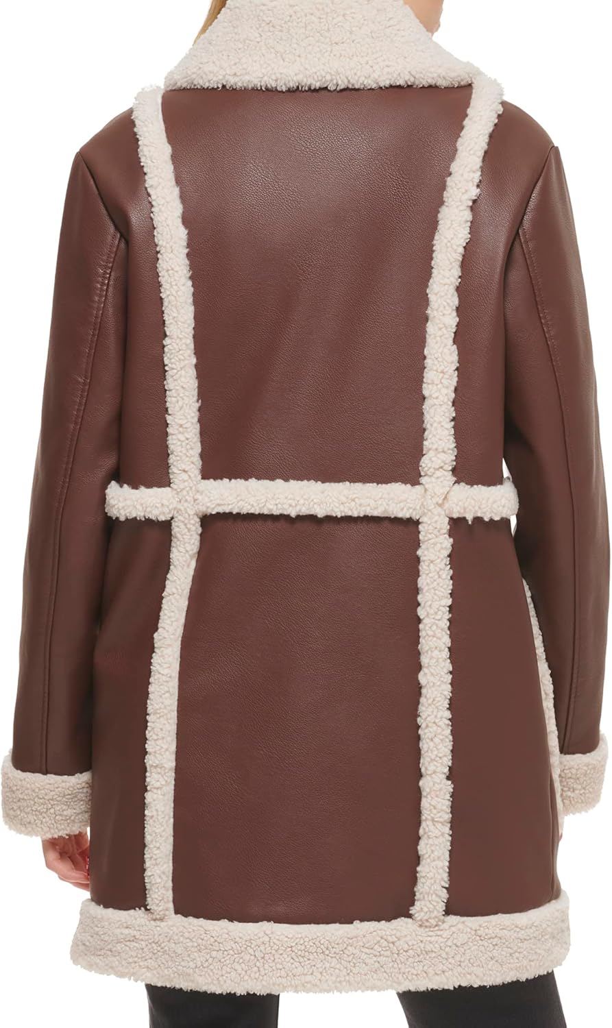 Levi's Women's Long Faux Leather Jacket With Faux Sherpa Spill Out - Image 4