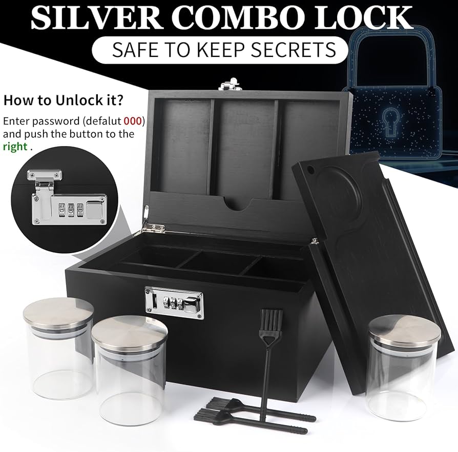Amazon.com: Large Black Bamboo Box with Combination Lock, Premium Amazon.com: Large Black Bamboo Box with Combination Lock, Premium
