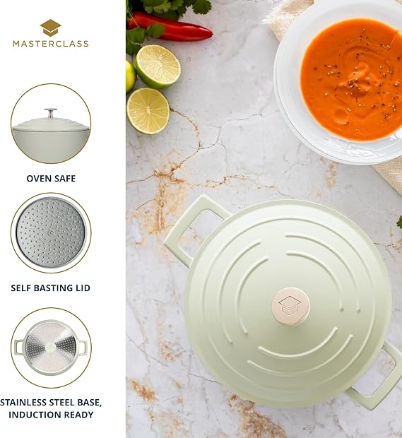 MasterClass Cast Aluminium Mint Casserole Dish, 28cm, 5 Litre, Gift Boxed