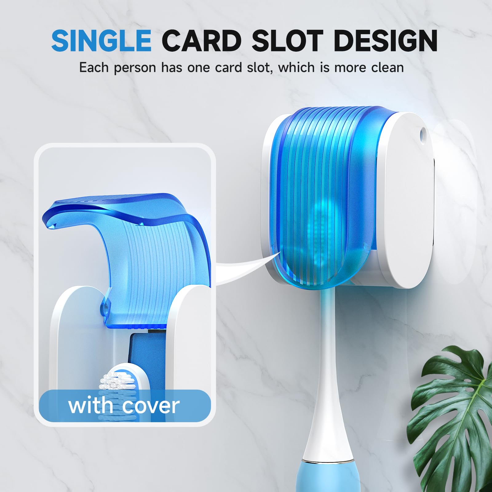 Soportes para cepillos de dientes para baños. Diseño mejorado de una sola ranura. Soporte para cepillo de dientes montado en la pared con funda, a prueba de humedad y polvo, organizador de