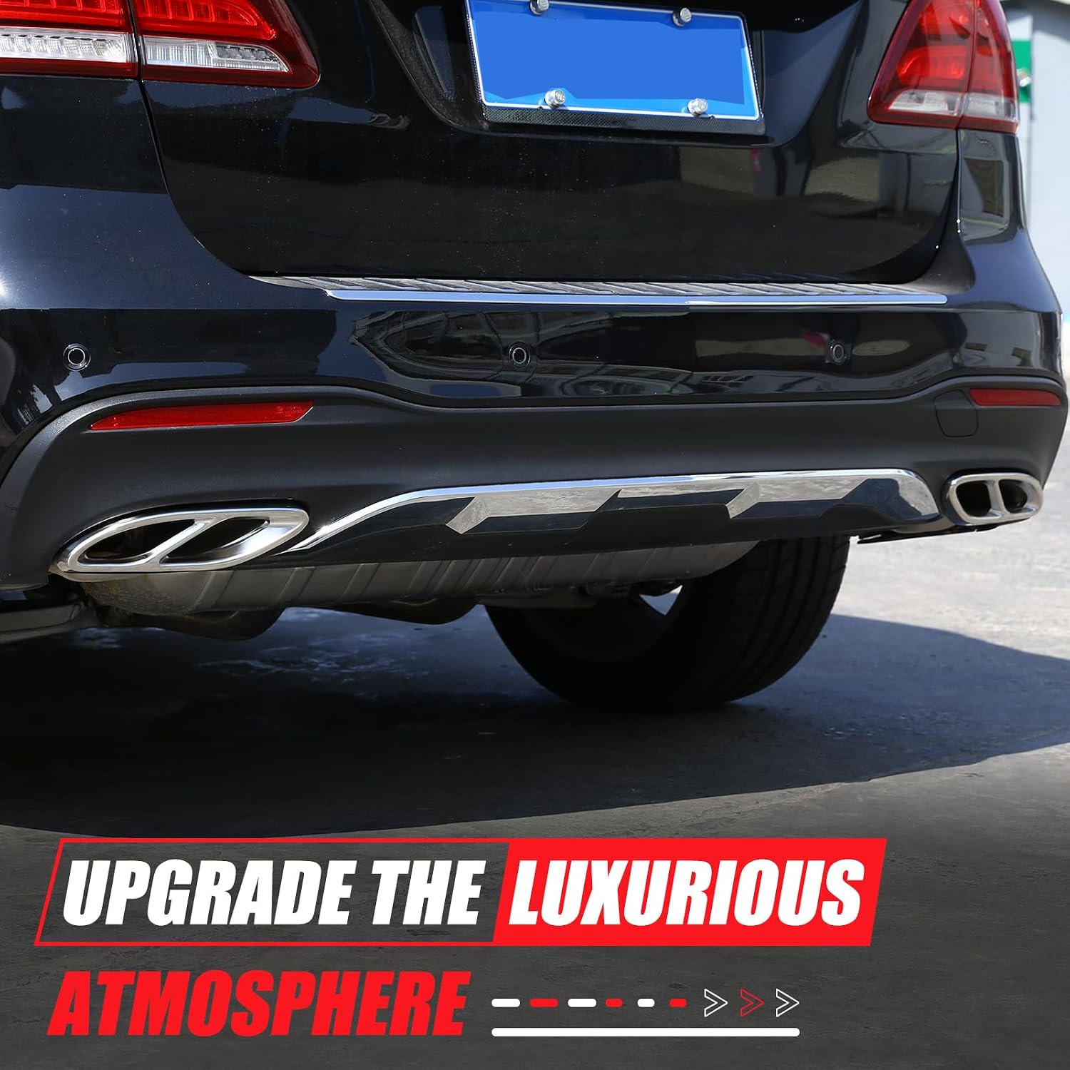 Car Exterior Exhaust Pipe Cover Compatible With Mercedes-Benz A B C E CLA CLS GLC GLE GLS Class W205 W213 X253 C257, Stainless Steel Tailpipe Exhaust Pipes Frame Trim (Chrome, Upgraded)
