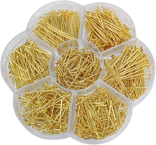 Miniatura 6 de Chenkou Craft 700 pines de cabeza plana surtidos de 7 tamaños para hacer joyas (plata, mezcla)