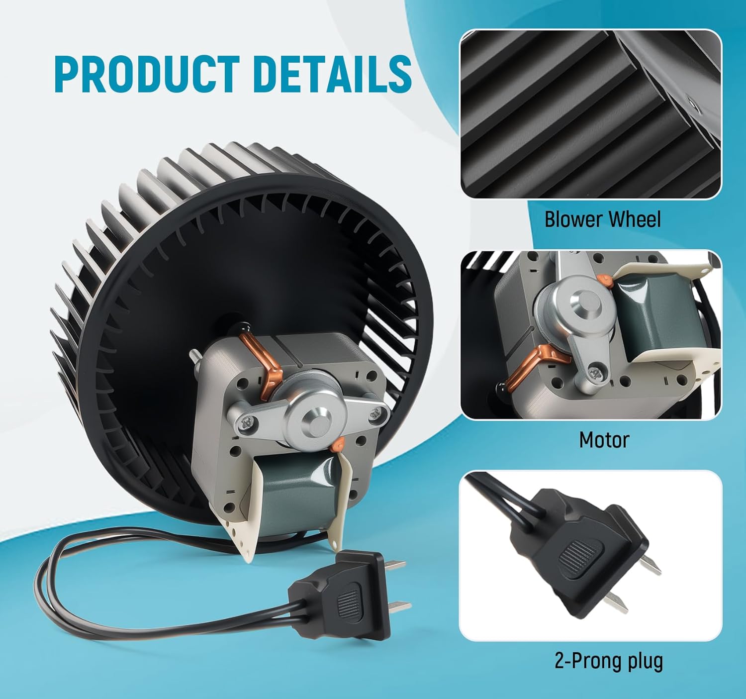 S97017450 Replacement Bathroom Vent Fan Motor and Blower Wheel for Broan Nutone 771 771-A, 70 CFM 3000 RPM Super-Quiet, Includes Motor (99080599)