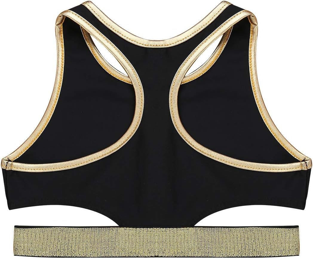 Mufeng Kids Girls Gym Yoga Dance Sports Bras Gymnastics Ballet Dance Leotards Crop Tops Racerback Tank Tops
