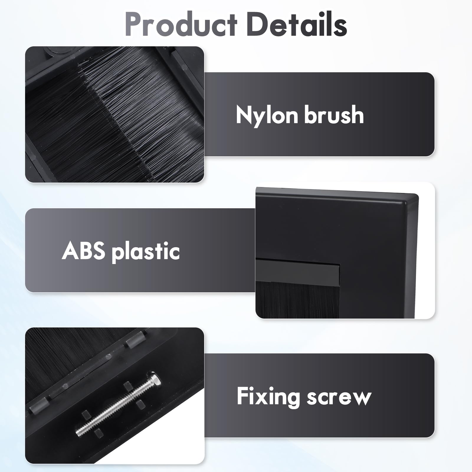 2 Pack Cable Brush Plate, Brush Wall Plate, Cable Entry Cover - Image 3