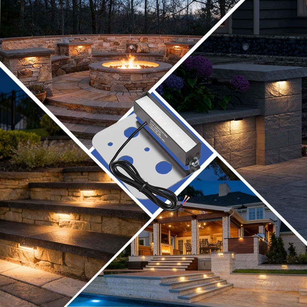 JESLED 4 Inch Retaining Wall Lights 3W LED Hardscape Lighting 12V-24V Low Voltage Step Lights 2700K Warm White Waterproof Outdoor Landscape Lighting for Patio Walls Stairs, 12Pack