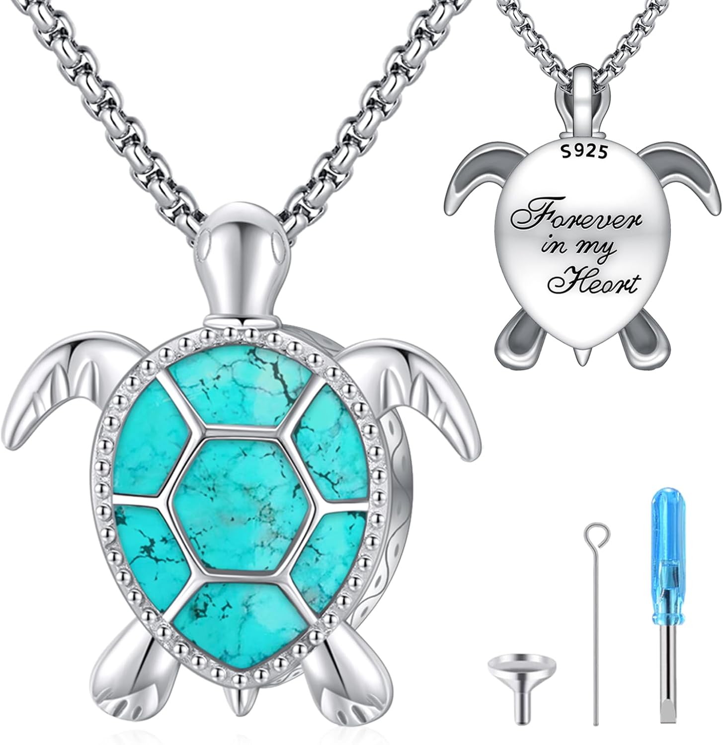 Urn Necklace for Ashes for Women/Men 925 Sterling Silver Cremation Jewelry w/Funnel Filler Memorial Jewelry Gifts