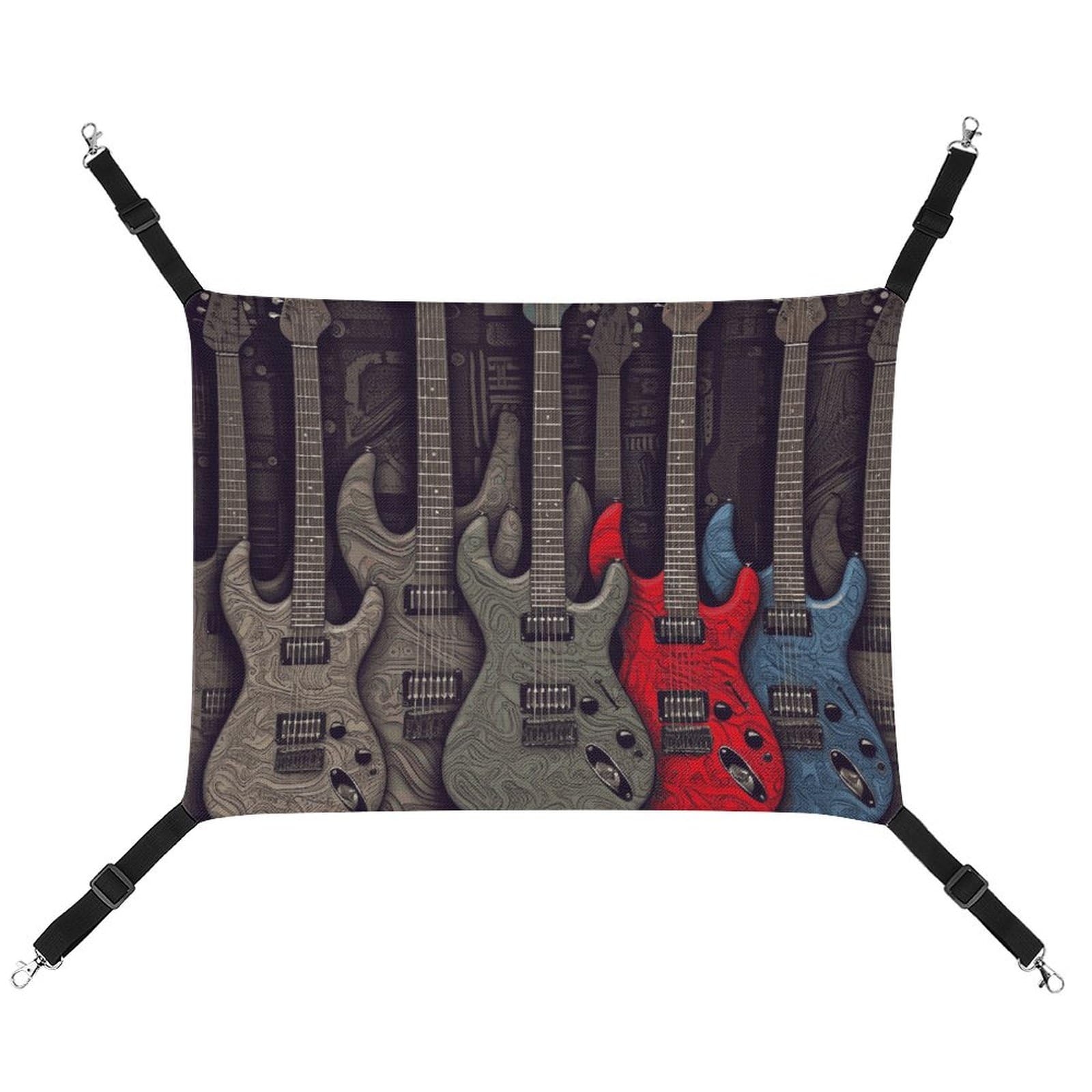 Hamac réglable pour chat à motif guitare, lit suspendu pour lapin et petits animaux