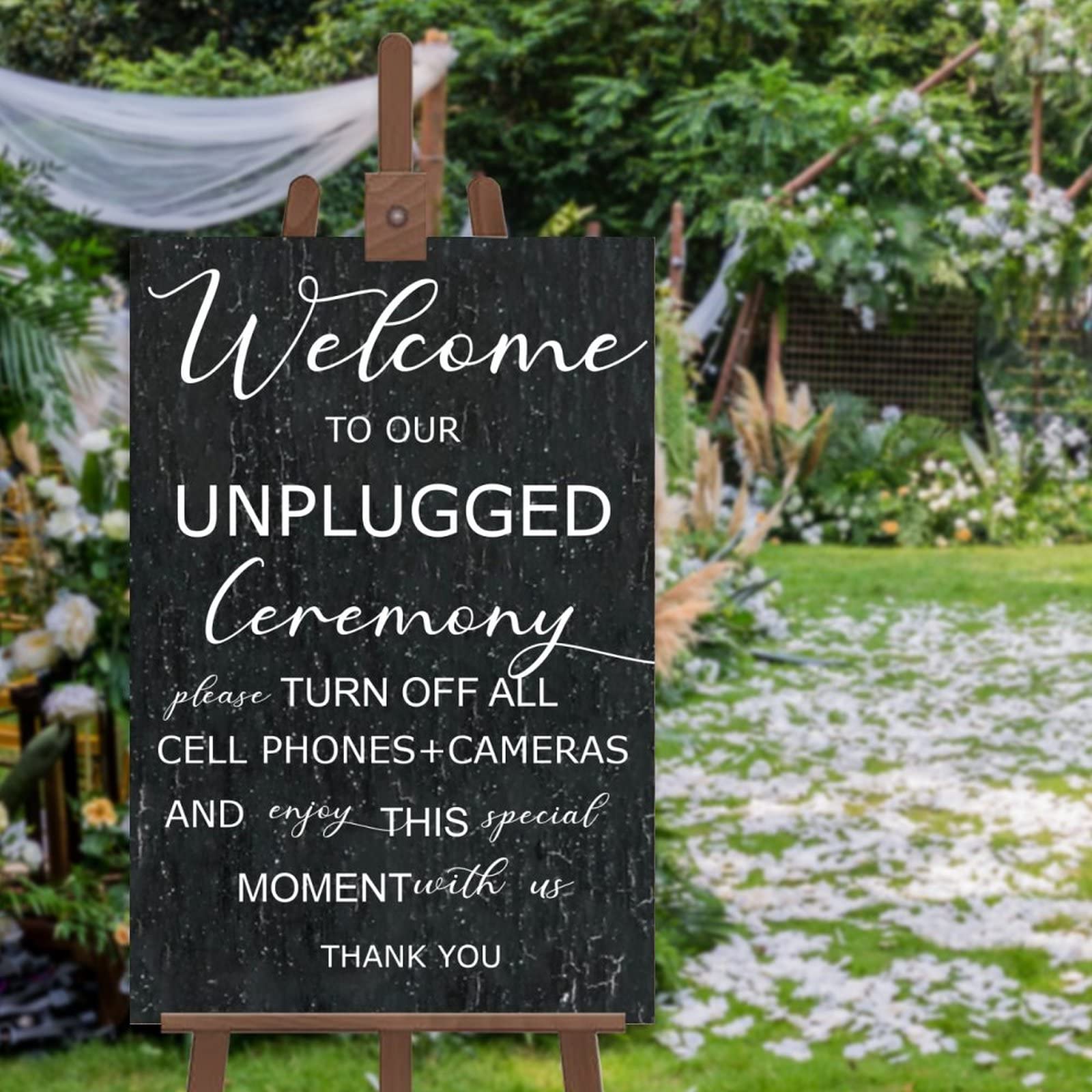 Unplugged Hochzeitsschild – Zeremonieschild – vertikales Hochzeitsschild aus Holz – rustikale Hochzeitsdekoration 76,2 x 50,8 cm