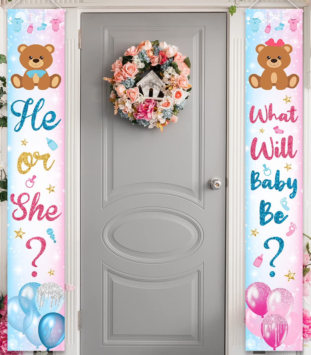 2er-Set Babyparty-Banner „Junge Oder Mädchen“ – Geschlechts-Enthüllungs-Deko Für Tür & Veranda, 180x30 Cm