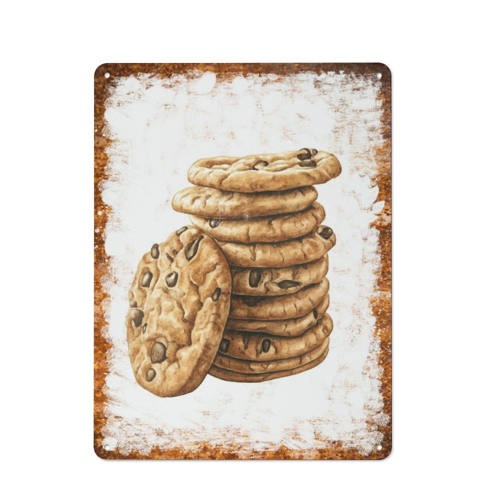 peiyeety Metal Tin Sign Cookie Watercolor Pattern Vintage Rustic Wall Art Kitchen Bathroom Bedroom Living Room Cafe Farmhouse Entryway Office Garage Home Bar Laundry Room Porch Patio 12x16 Inch