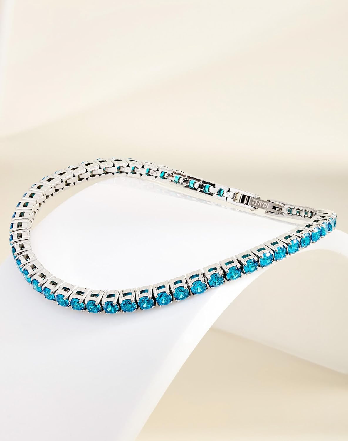 CZ Birthstone Tennis Bracelet for Women - 3/4mm 18K Gold Plated 5A+ Cubic Zirconia Gemstone Jewelry - 7.1" Wedding Party for Brides Bridesmaid - Image 2