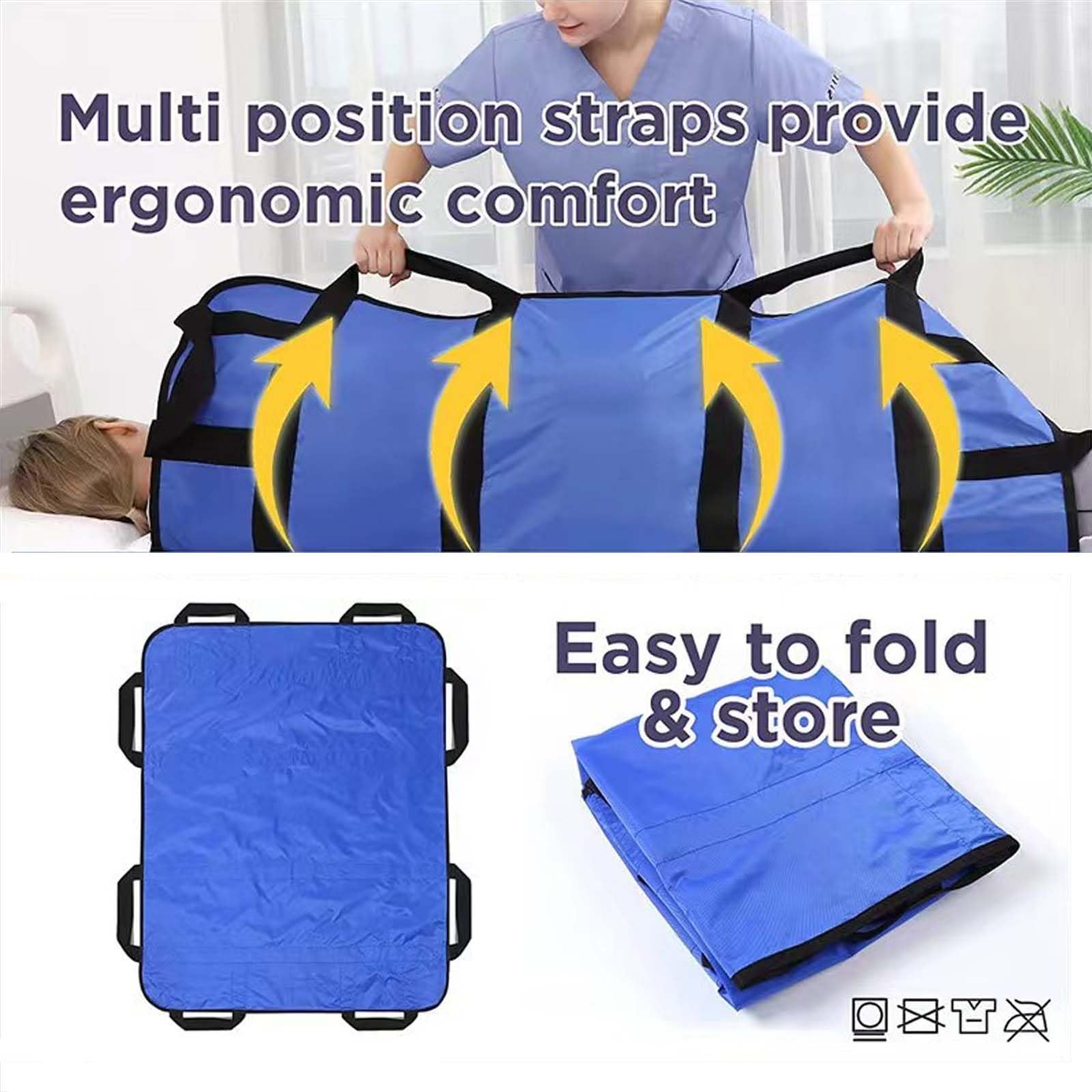 Drap de Transfert Patient, Drap Coulissant pour Patient, Drap de Glisse avec Poignée 120 x 100 cm, Réutilisable, Lavable, Drap Coulissant pour Retournement, Repositionnement, Levage