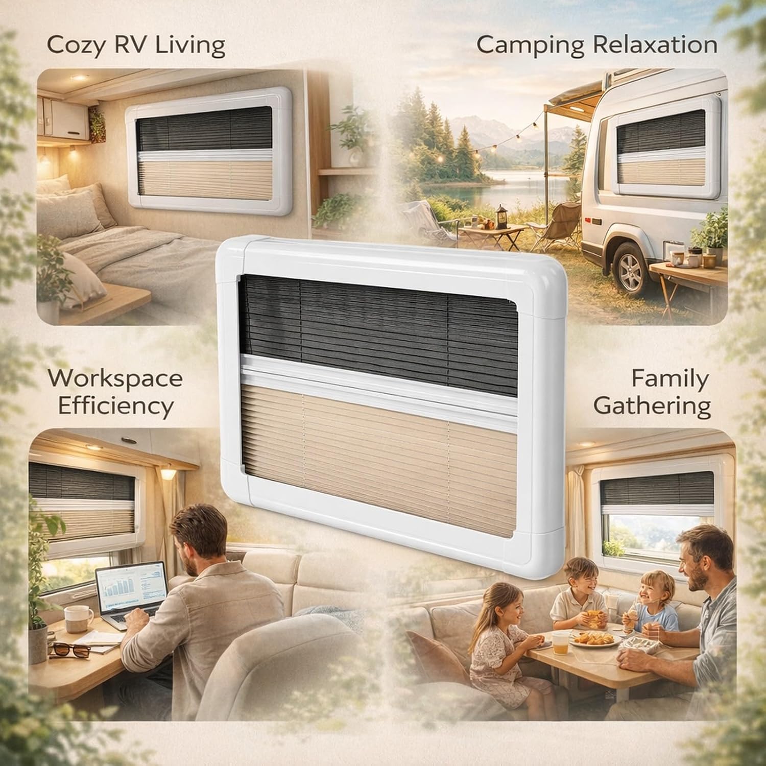 30x20in RV Pleated Blinds, Privacy Window Shade, Durable ABS and Fiberglass - Protection, Easy Operation, Energy Efficient for Van Caravan