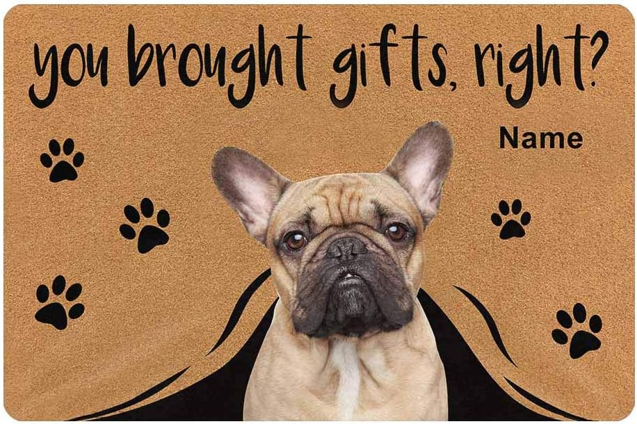Custom You Brought Gifts Right Pet Dog Doormat with Dog's Name Door Mat Floor Rug 23.6 x 15.7 Inches Indoor Outdoor Bathroom Living Room Non Slip Decor