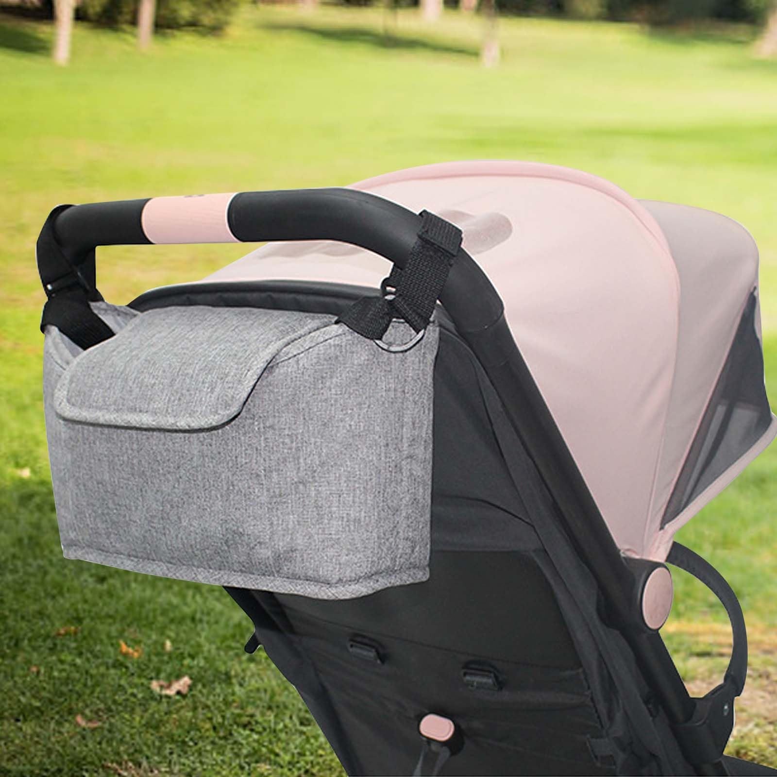Borsa Organizer Universale Per Passeggino Neonato, Pram Bag Organizer Carrozzina Buggy Storage Bag, Multifunzione Borsa Cambio Neonato con Tracolla, Borsa per Neonati Biberon Pannolini (Nero)