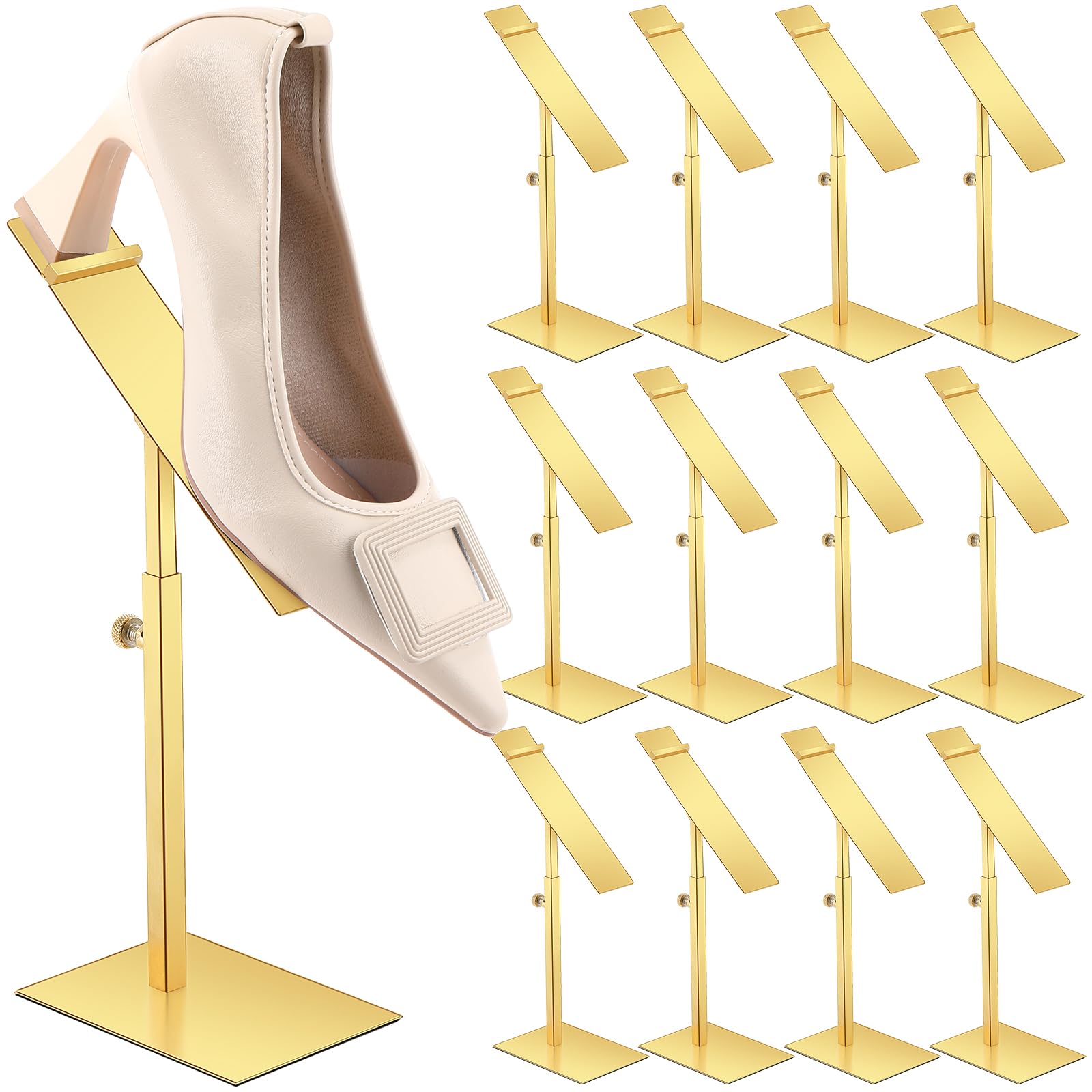 Présentoir à chaussures en acier inoxydable doré Therwen pour l'affichage de vos baskets