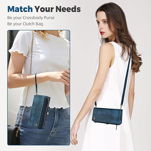 Miniatura 3 de Funda de piel sintética compatible con iPhone 15, bloqueo RFID, funda de piel sintética para teléfono para mujeres y hombres, con función atril,