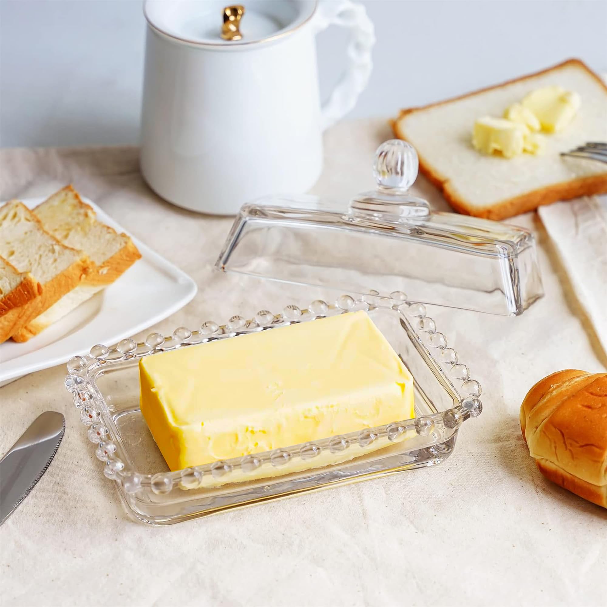 Burriera in Vetro, Contenitore per Burro da Cucina, Igienica Con Fresh-Contenitore per Torte, 100% Senza BPA - Per 250 g di Burro Fresco