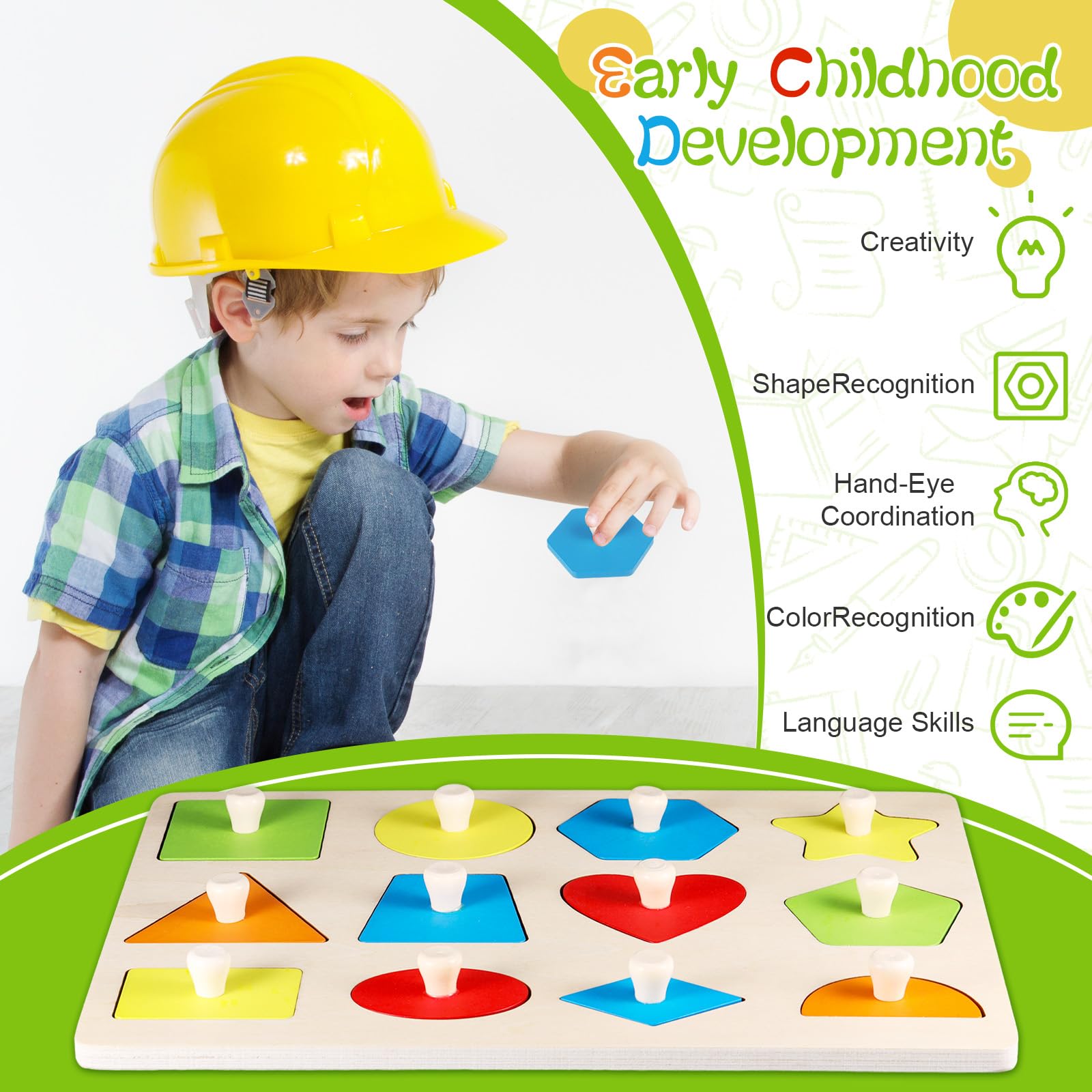 Shapes Inset Puzzle Baby Toddlers Preschool Educational Jigsaw Ages 1-3 Years (classic), Multicolored, 34cm x 9cm - Image 4