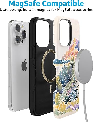 Vista 293 de Casely Funda para iPhone 15 Pro Jardín Secreto Flores mixtas Funda atrevida Compatible con MagSafe y botón de acción Jardín Secreto Floral
