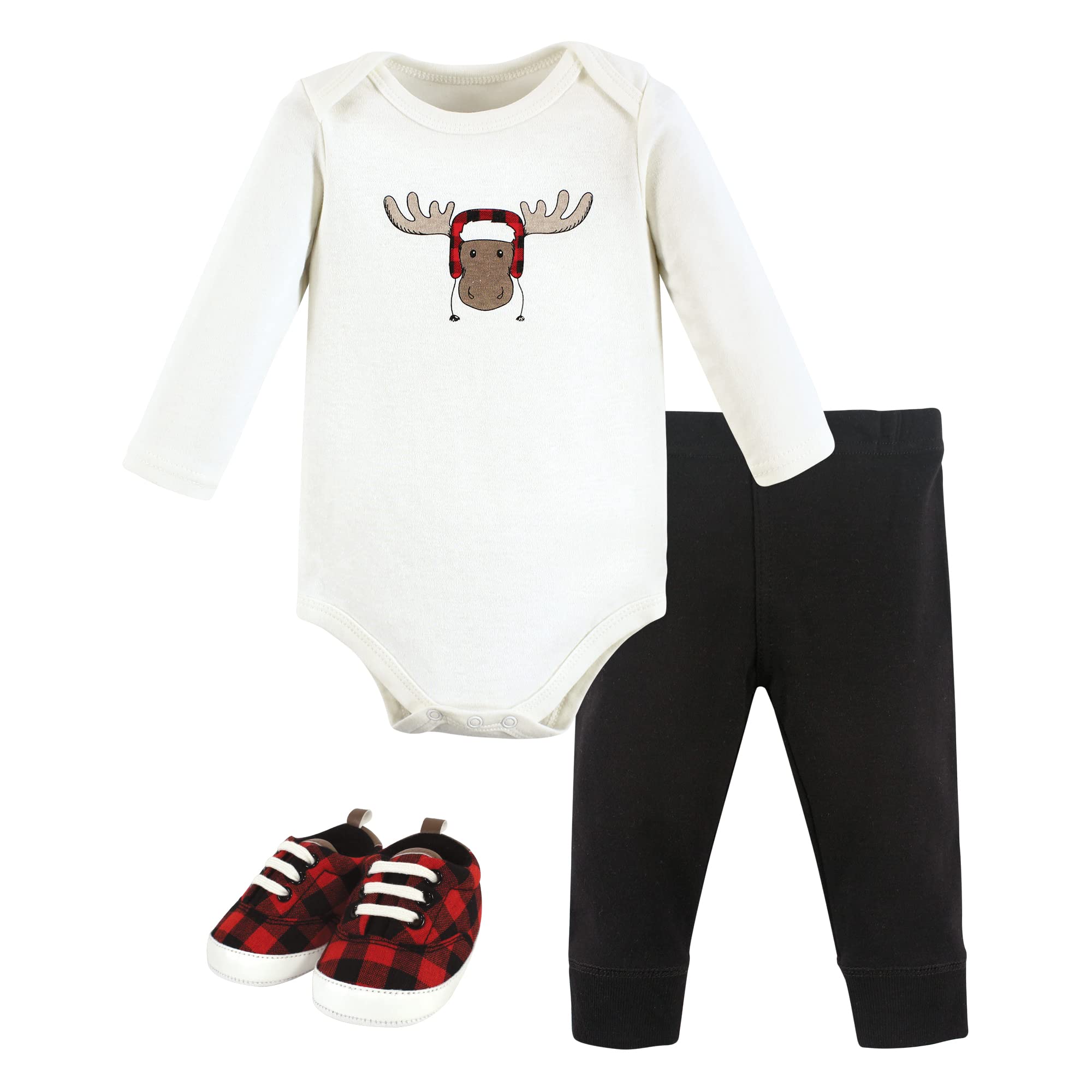 Hudson Baby Unisex Baby Cotton Bodysuit, Pant and Shoe Set