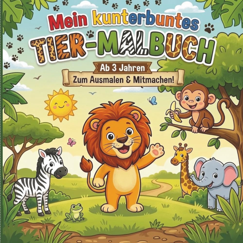 Mein kunterbuntes Tier-Malbuch ab 3 Jahren zum Ausmalen & Mitmachen: 55 süße Tiermotive mit extra dicken Linien und 55 magische Kreativ-Seiten für ... Ein kunterbunter Malspaß für Jungen & Mädchen