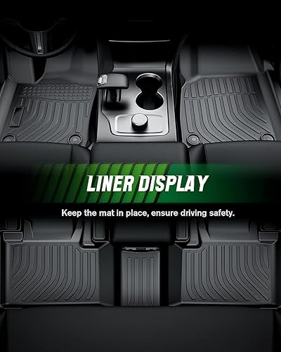 Miniatura 3 de Juego completo de alfombrillas de piso de automóvil, TPE impermeables de goma para automóvil, para modelos Explorer 2020-2023 de 6 asientos,