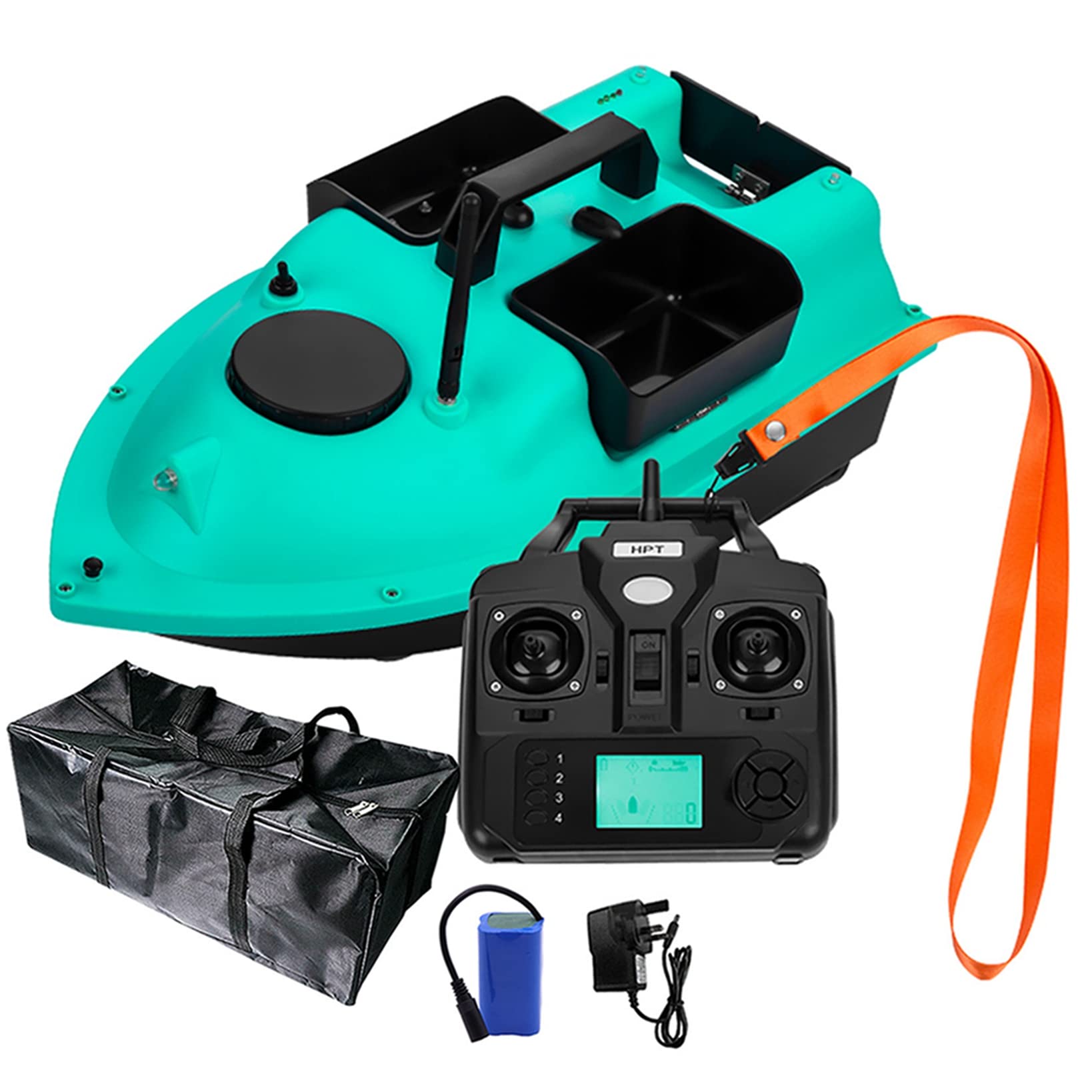 RC Przynęta łódź, zdalnie sterowana łodzi wędkarska, pilot pozycjonowania GPS 500 m przynęta łódź z lampką nocną LED (GPS 12000 MAH, niebieski)