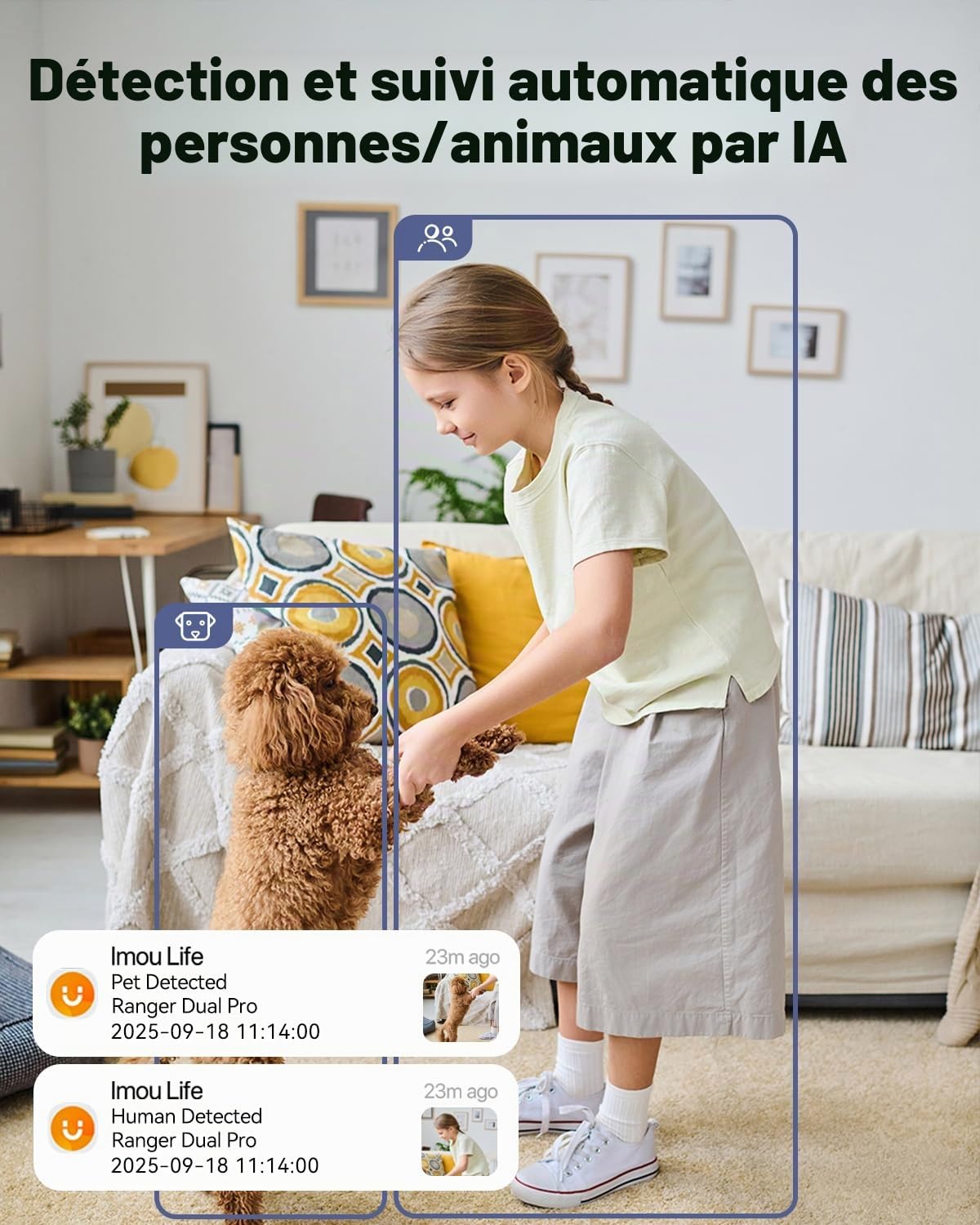 Imou 3K(3MP+3MP) Lot 2 Caméras Surveillance WiFi Intérieur Double Objectif