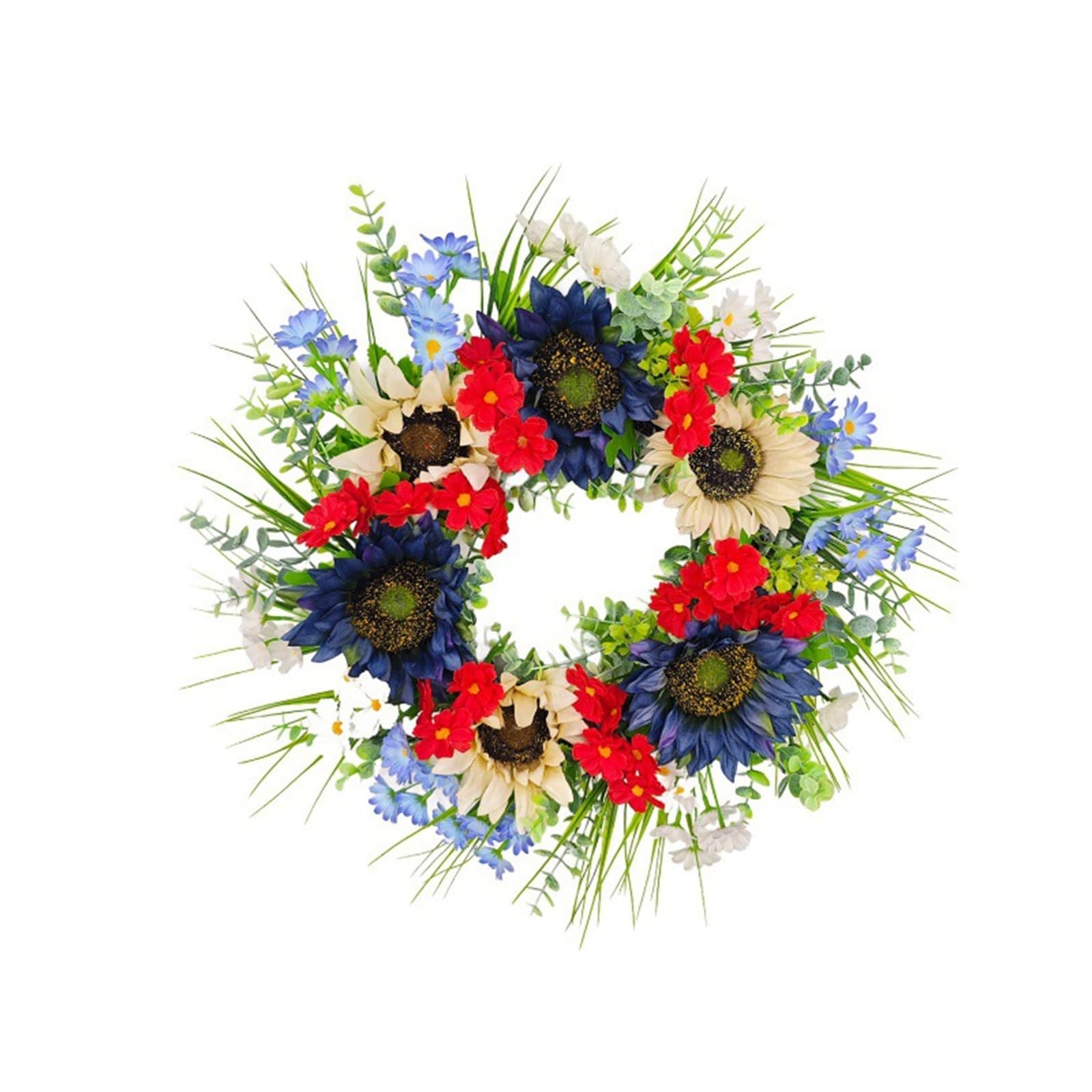 Tsophreniq Patriotic Wreath for Front Door Window Wall Decorations Festival GIft Independence Day Artificial Flower Artificial Flower