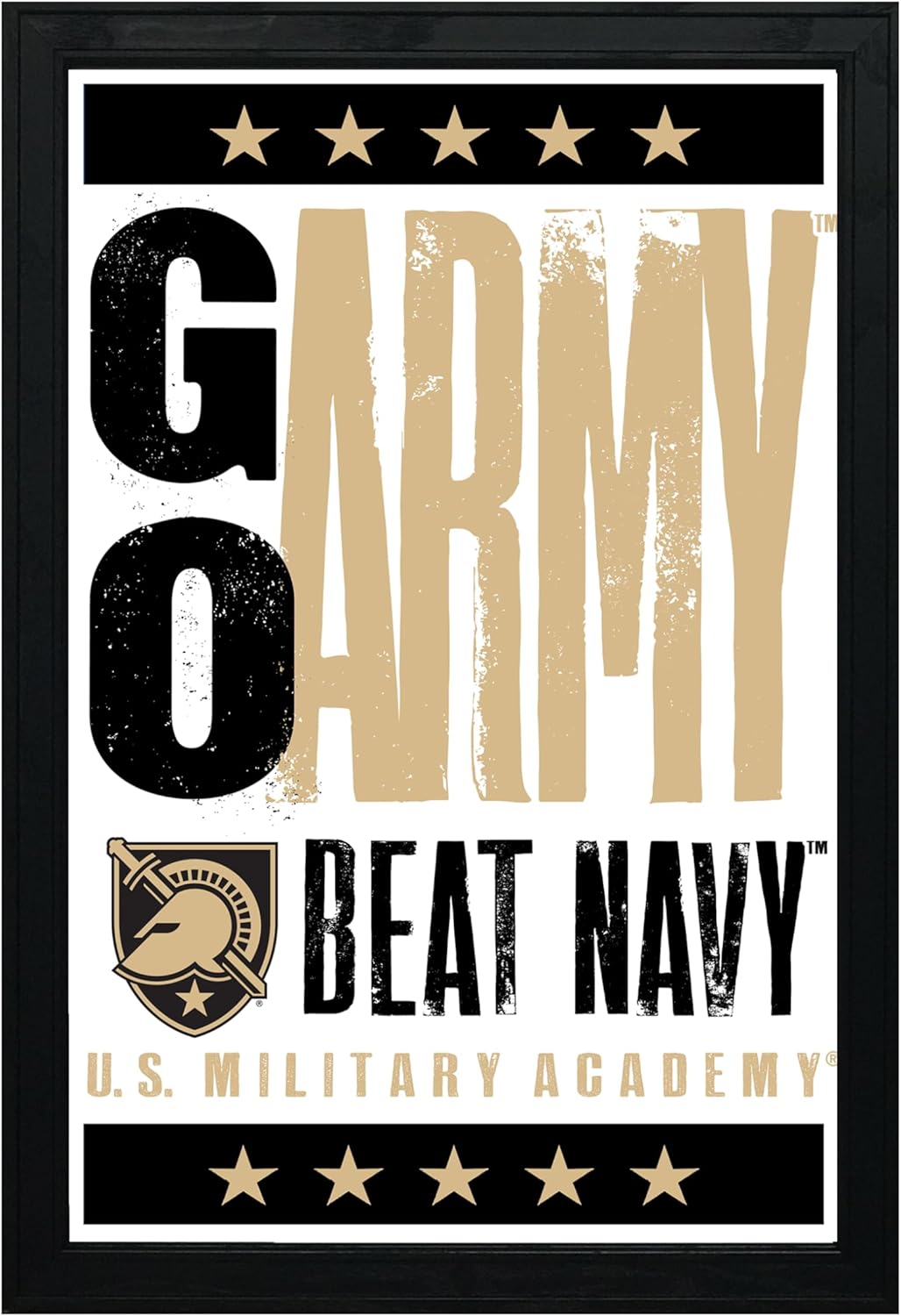 Limited Edition Army Black Knights Go Army Beat Navy Letterpress Poster Art Print - 13x19" (Add Black Frame)