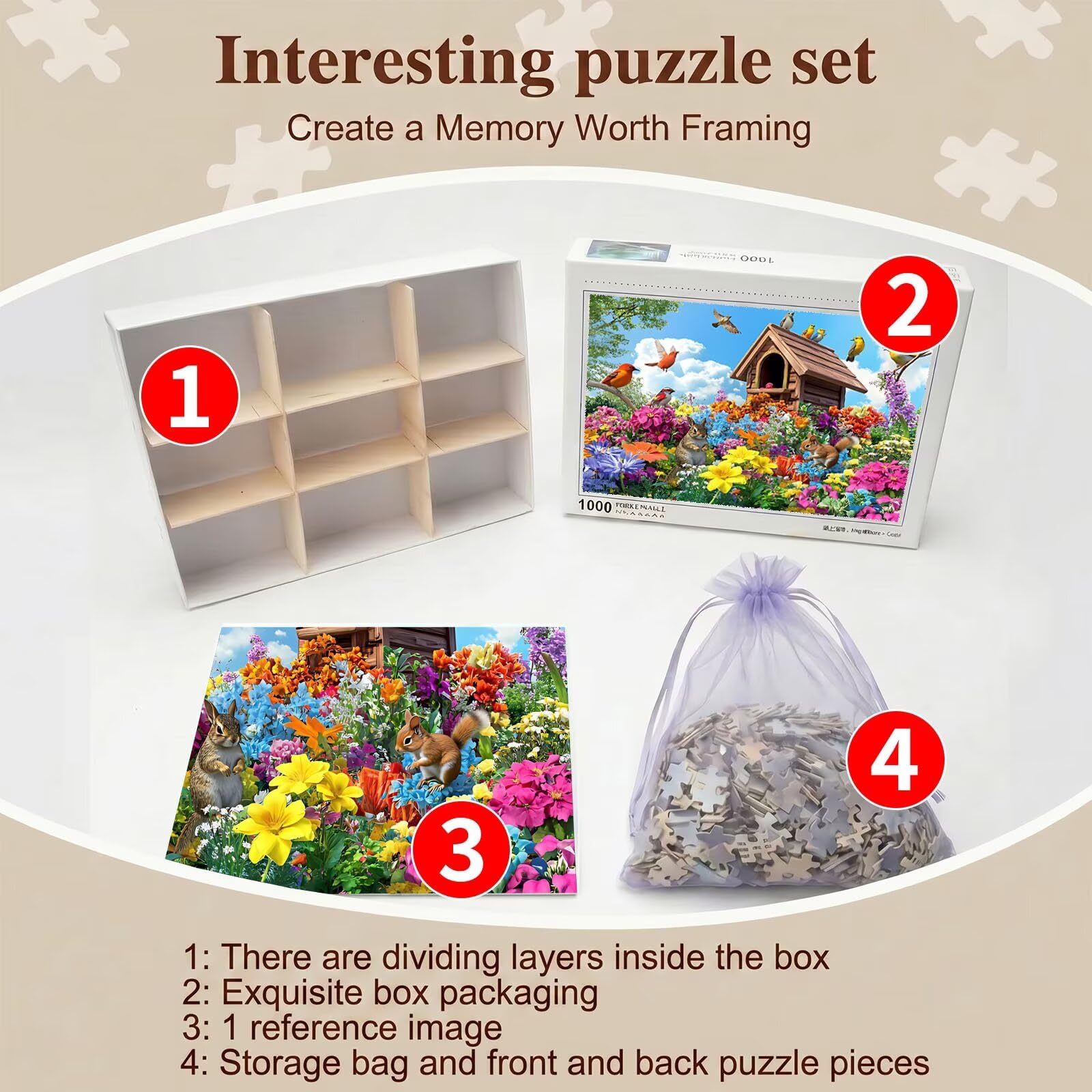 Puzzle 3000 Teile, Holzpuzzle Erwachsene [AAA], Impossible Game 122 x 81 cm, Kniffliges Denksport Spiel für Männer Frauen, Familienspiel, DIY Home Dekor,Geschenk für Geburtstag, Tier Blume f0-152