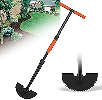 ATUHOLA 41-Inch Manual Lawn Edger with Saw-Tooth Blade, Half Moon Steel Head, T-Grip Handle - Heavy Duty Garden Tool for Perfect Yard Edges
